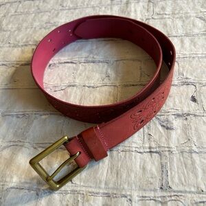LINEA PELLE GENUINE LEATHER HAND MADE SOLID BRASS BUCKLE CUTOUT BOHEMIAN BELT S